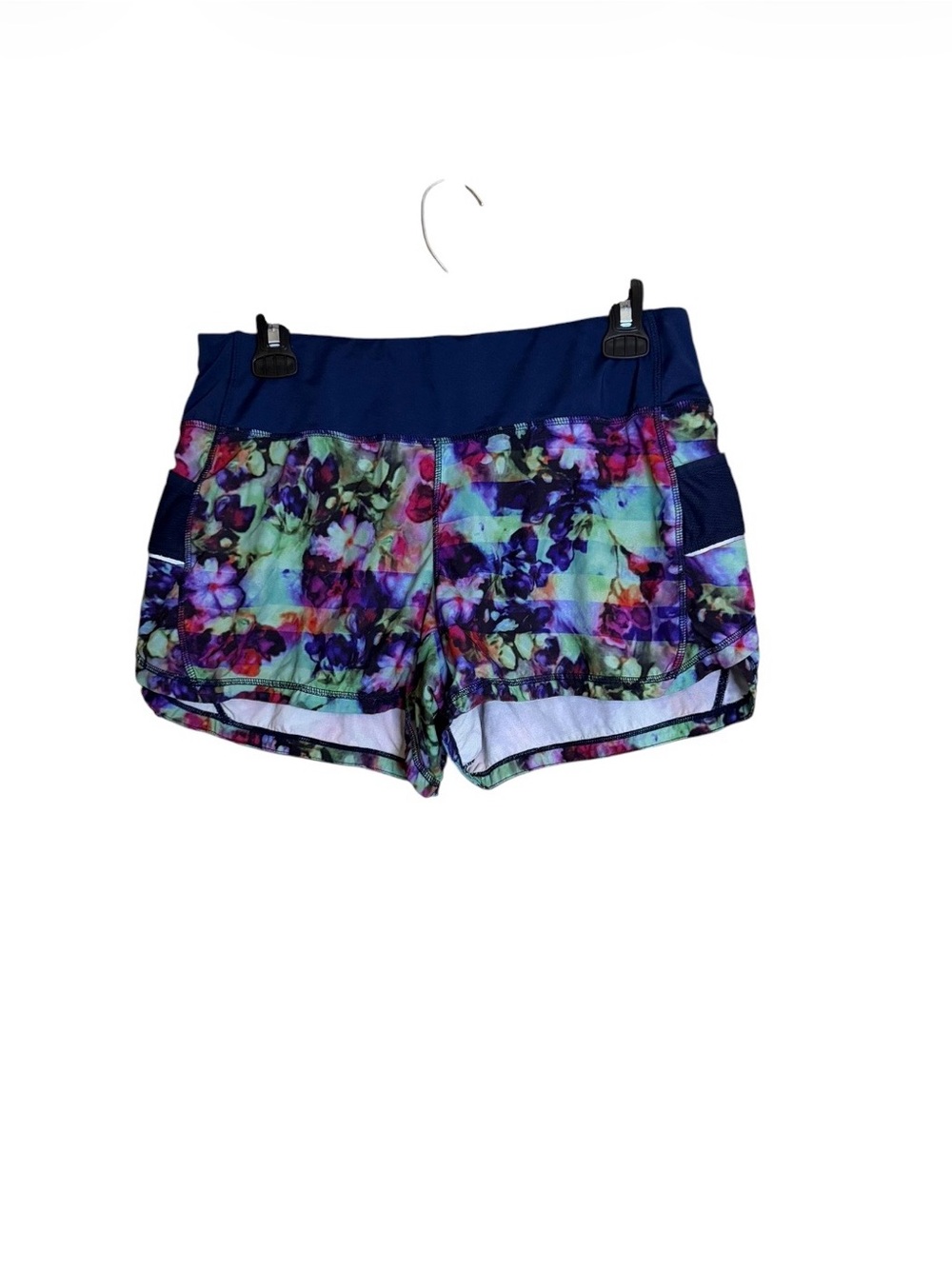 Athleta Navy Waist Floral Print Athletic Shorts